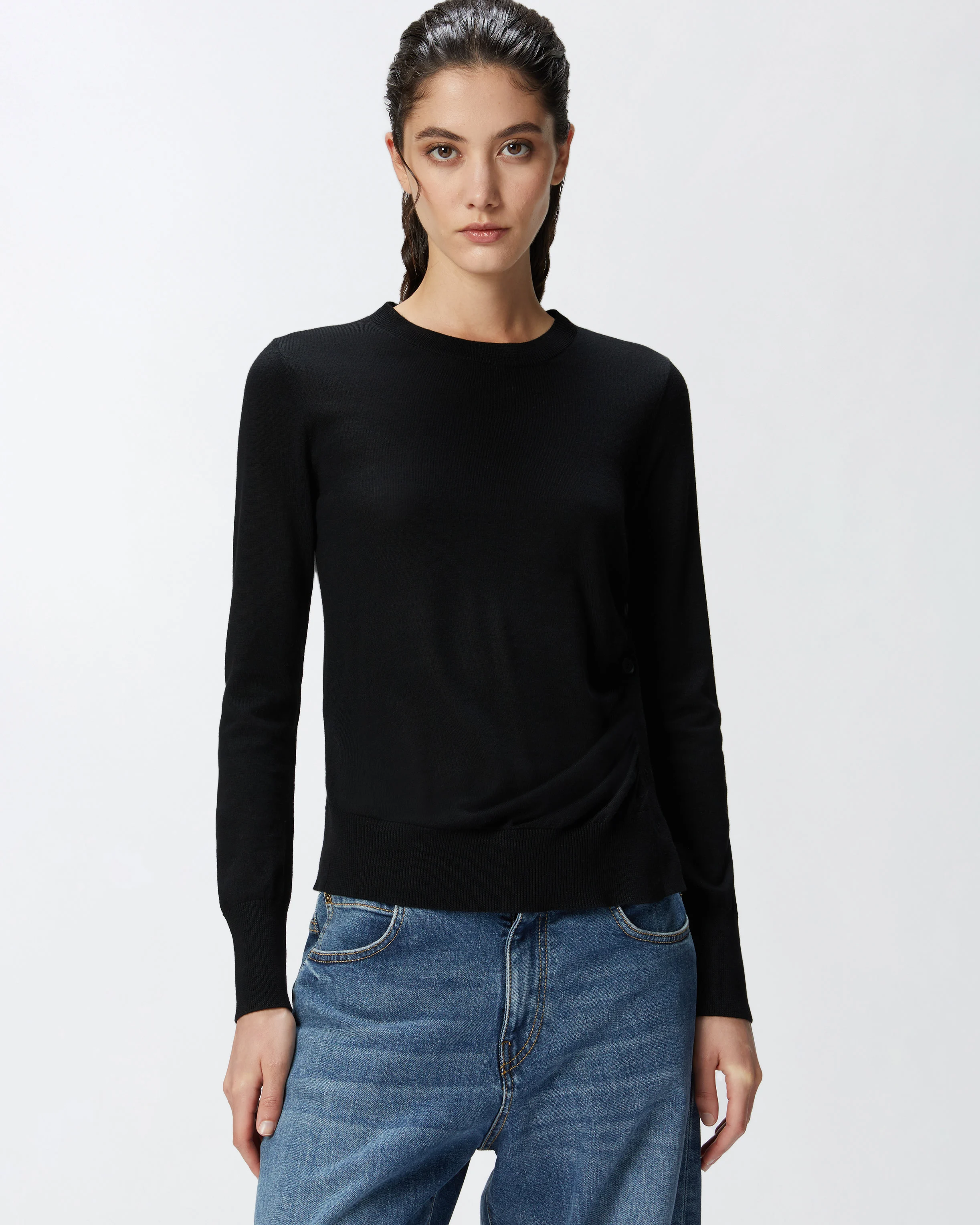 Pull avec boutons latéraux | Noir