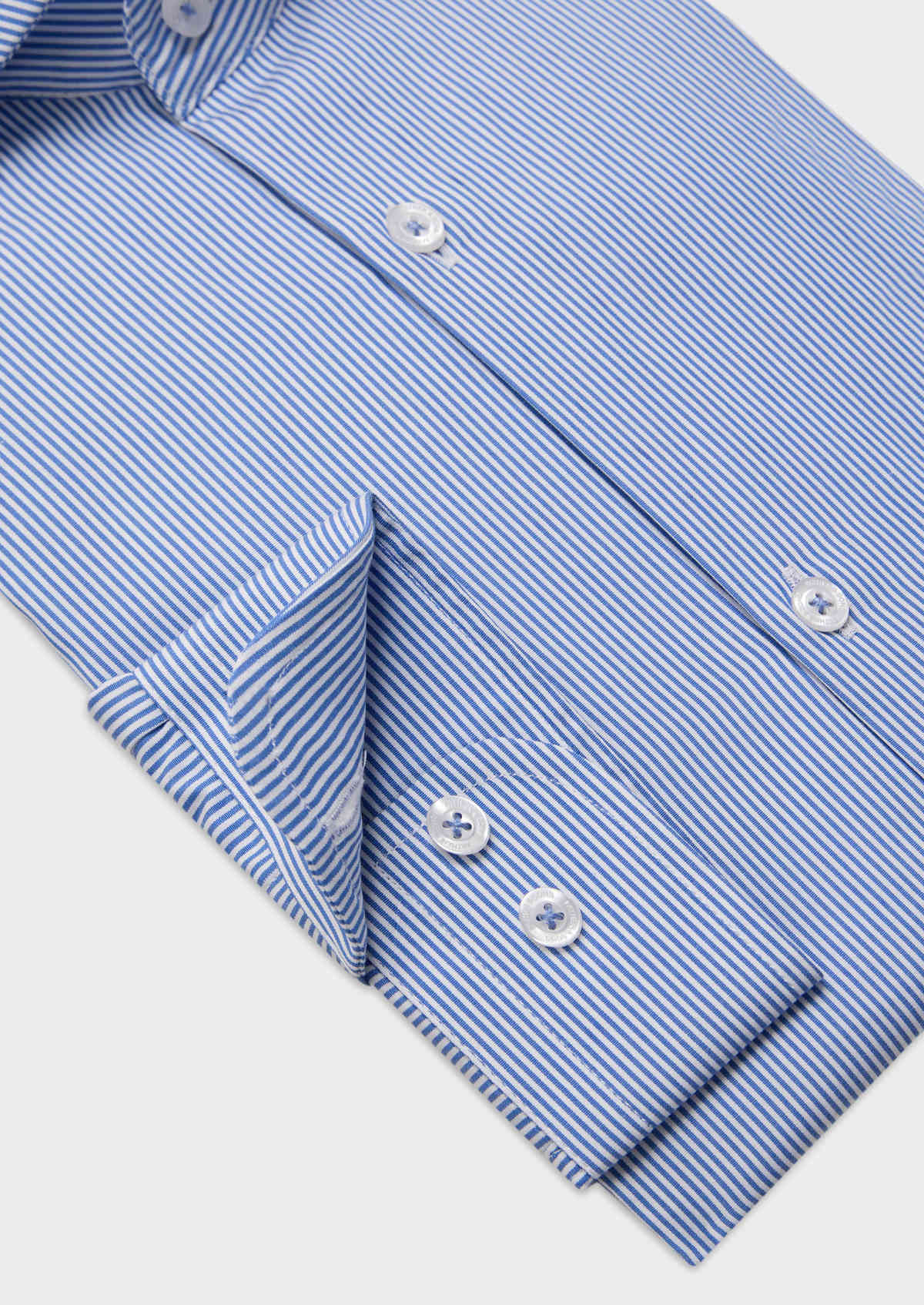 Chemise habillée Slim en popeline de coton blanc à rayures bleu classique