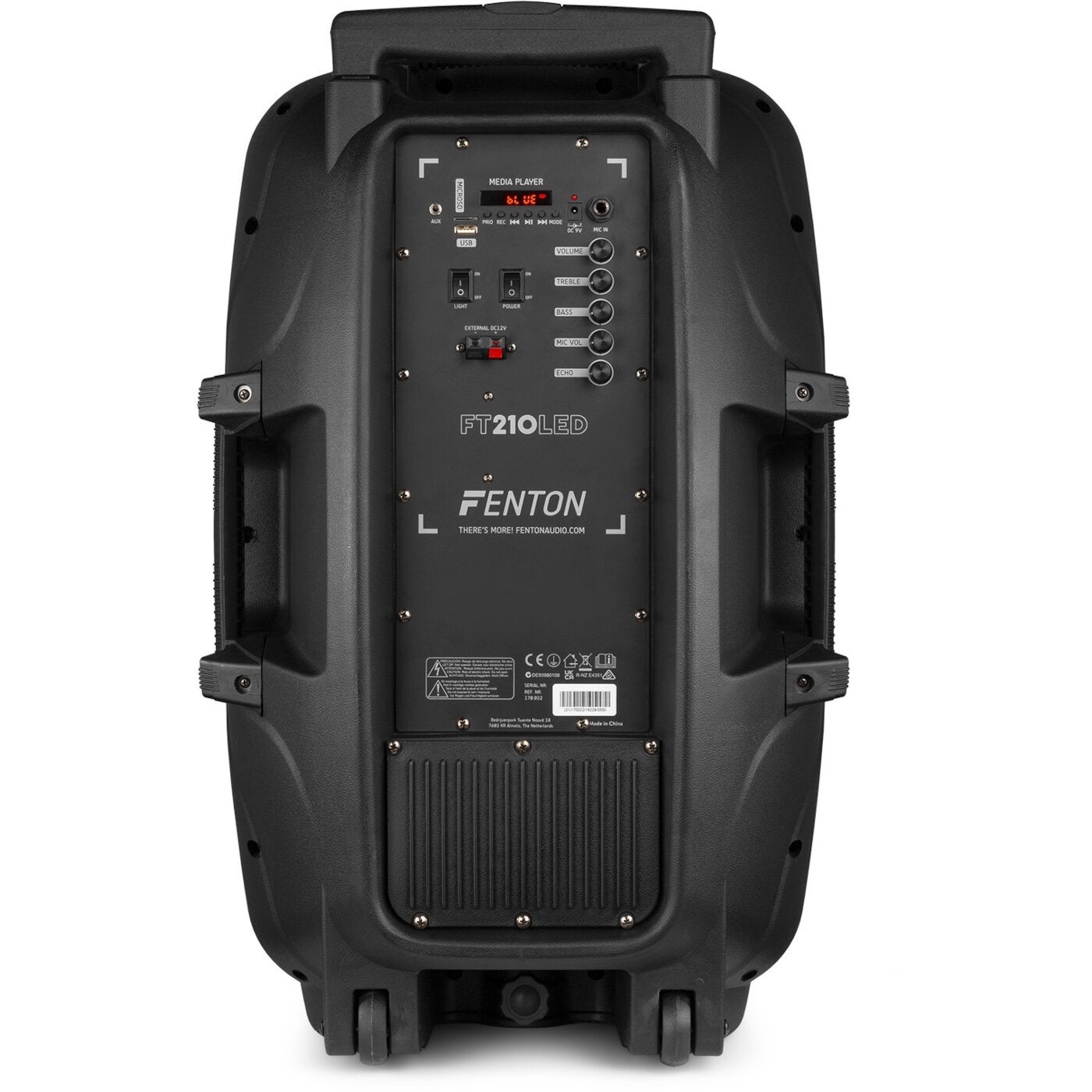 Fenton FT210LED mobiele party speaker met microfoon 2x 10 inch