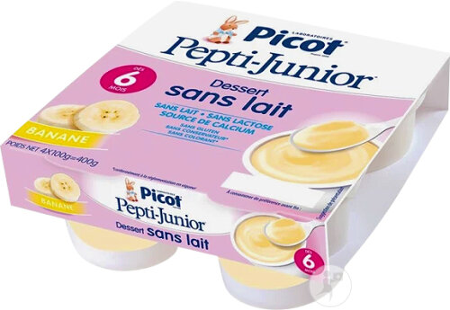 Picot Pepti-Junior Dessert Sans Lait Crème Banane Pots 4x100g
