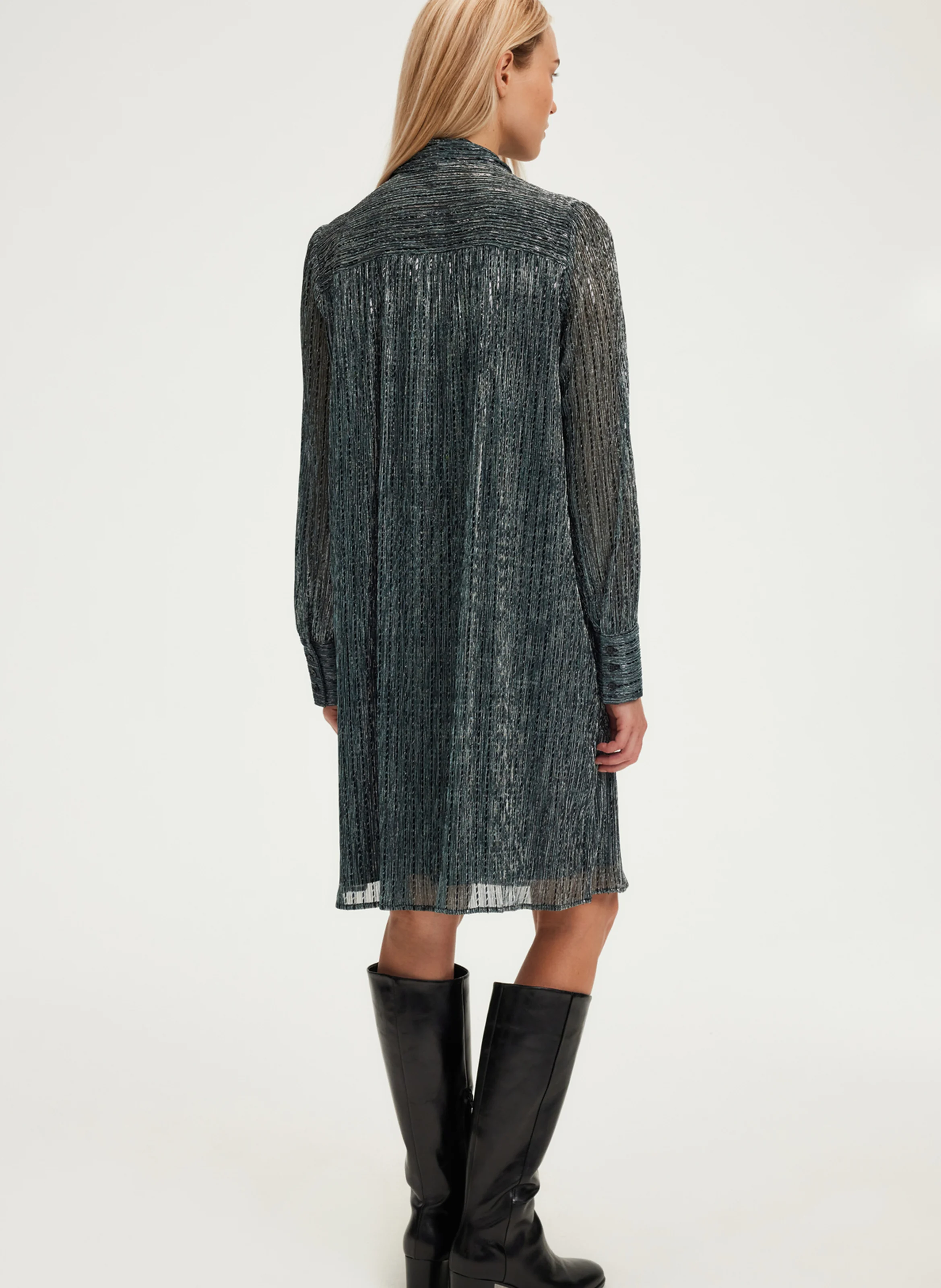 SHIRLEY - Robe courte à col lavallière | Bleu