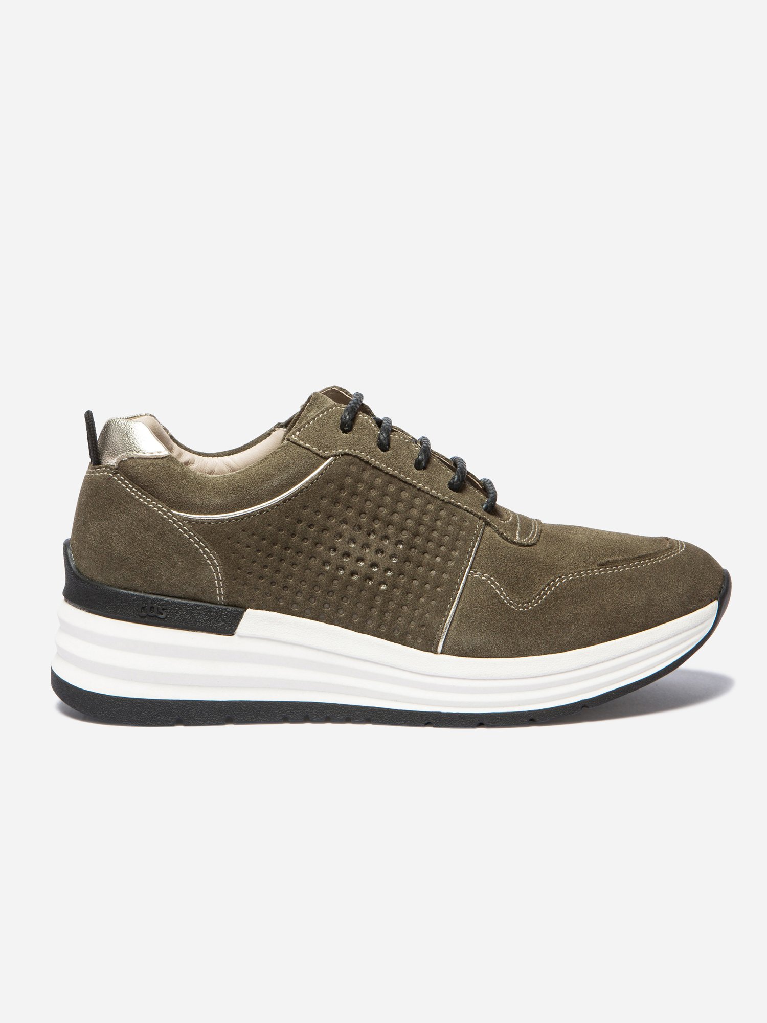 Baskets Compensées Femme Cuir Kaki