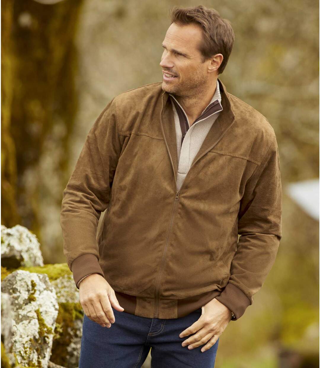 Blouson Suédine Effet Daim Doublé Polaire
