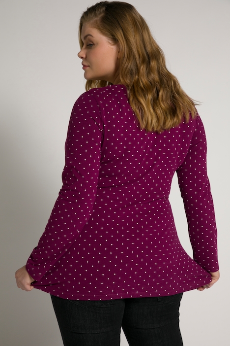 Bellieva-Wickelshirt, Punkte, V-Ausschnitt, Langarm, GOTS