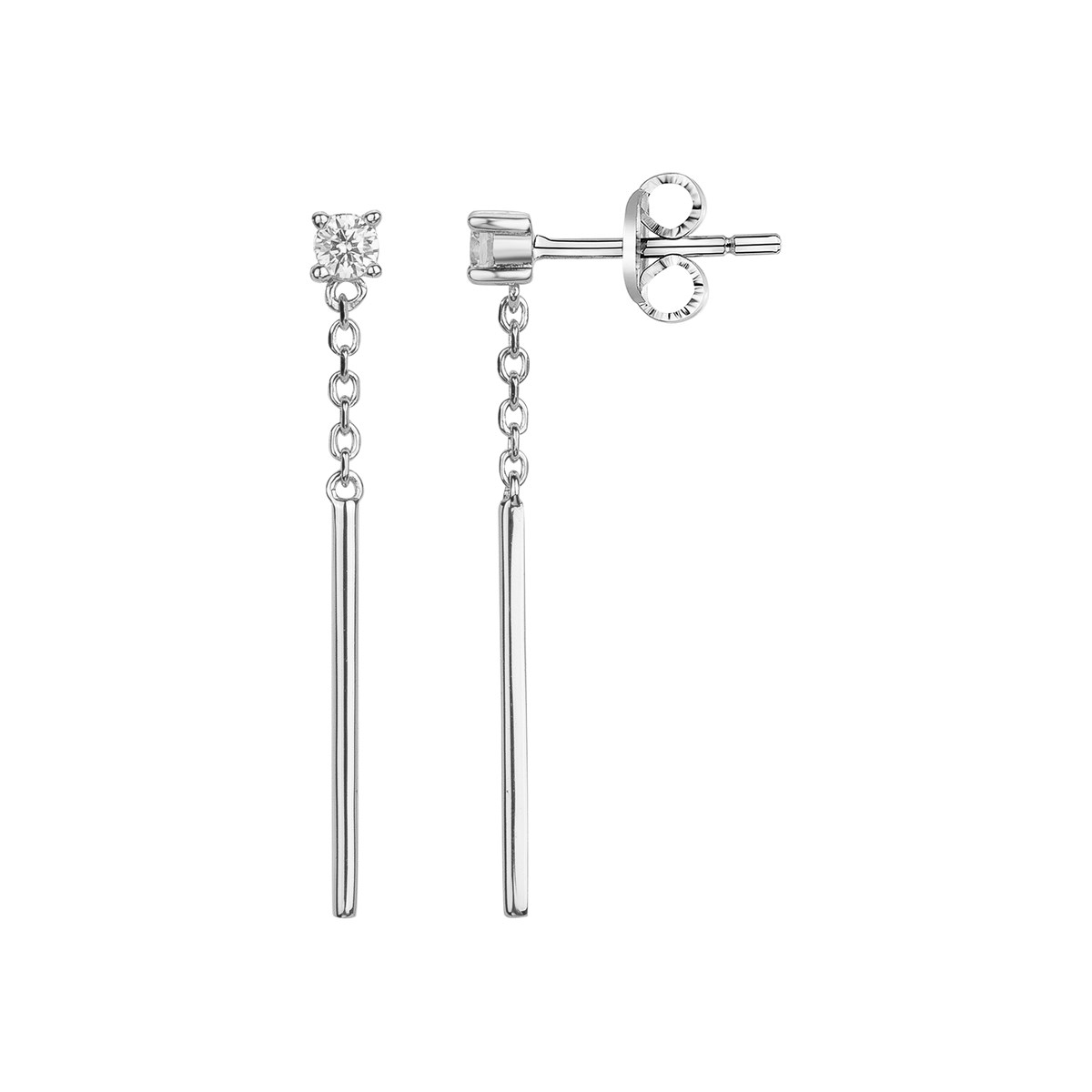 Boucles d'oreilles pendantes en Argent avec oxyde de zirconium blanc