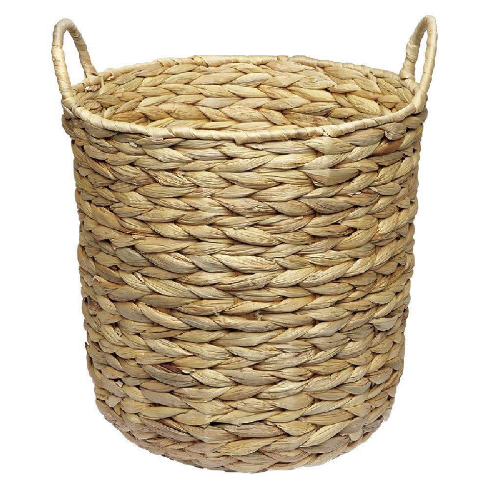 Corbeille avec anses en jacinthe tressée H30 cm