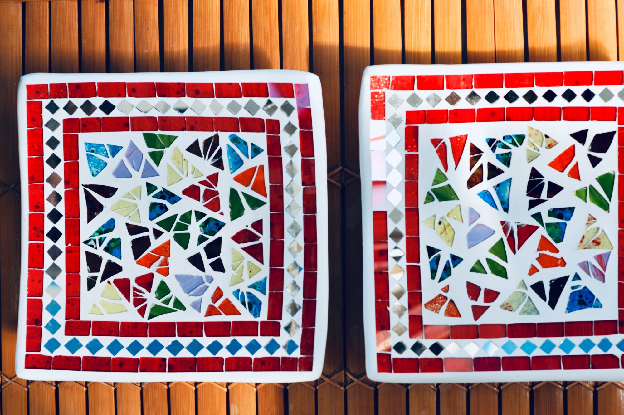 3er-Set Mosaikteller 'Tropical Flower', weiß, multicolor von fischer's lagerhaus