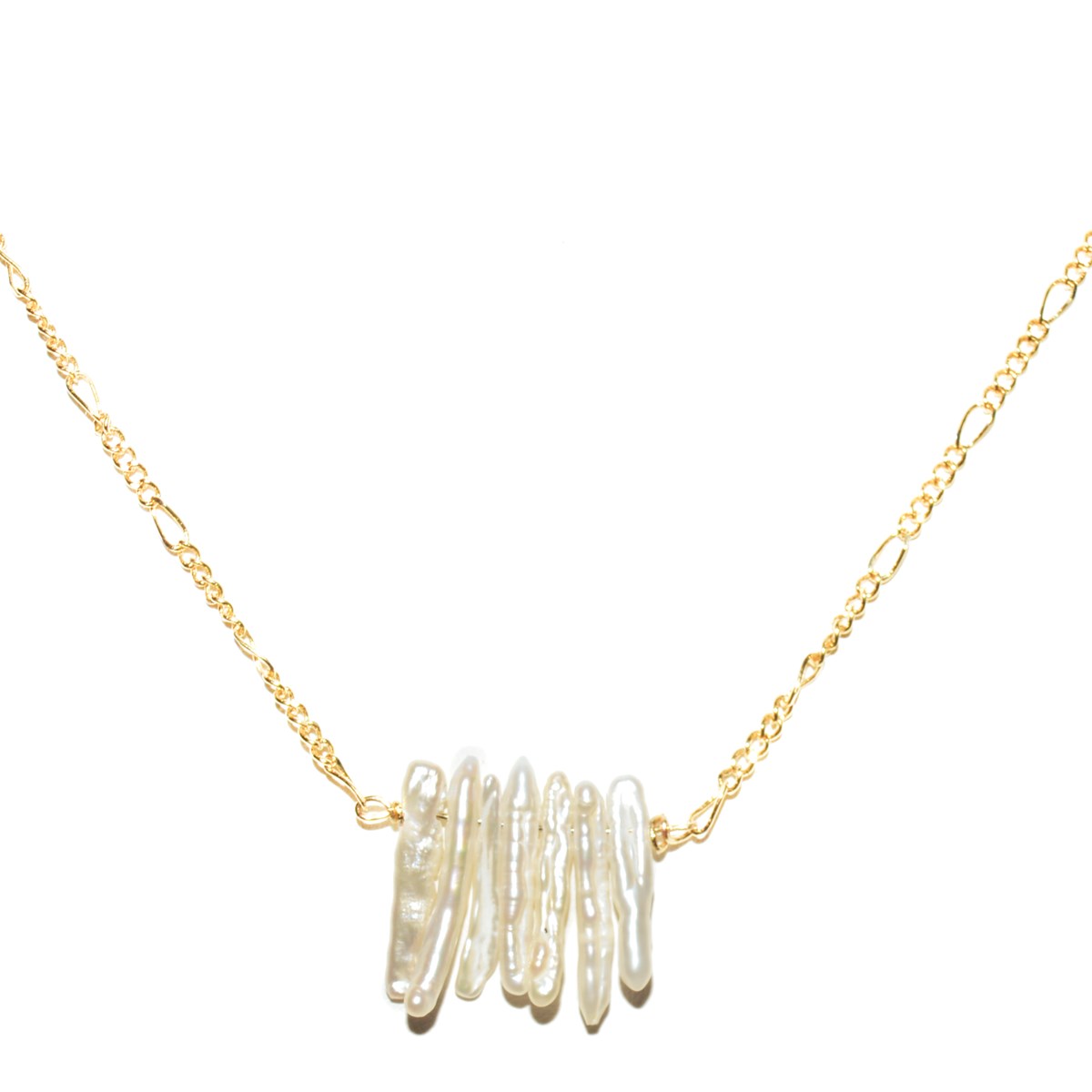 Collier   perles d'eau douce Keshi-Doré à l'or fin