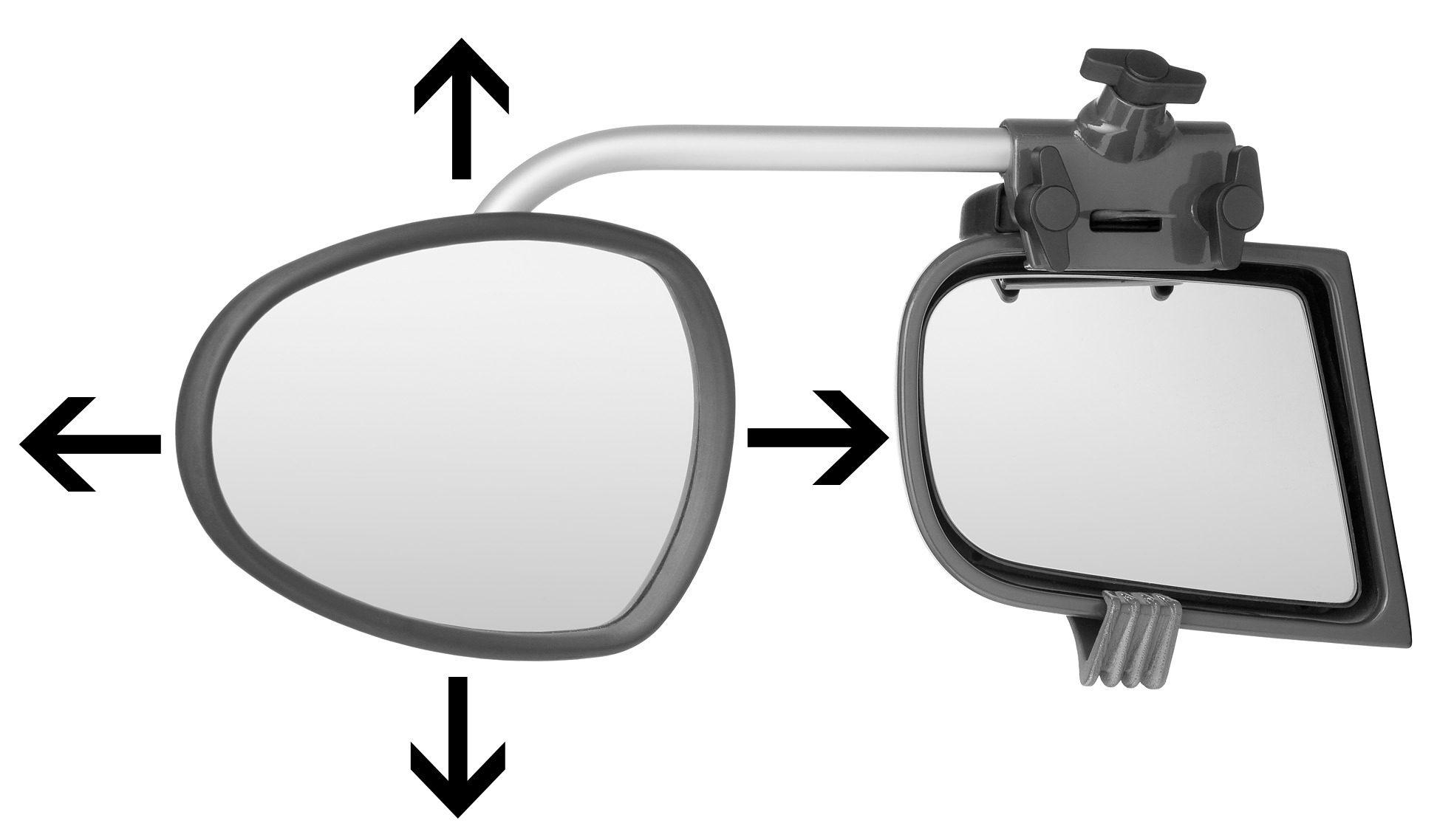 Repusel Alufor Caravanspiegel Paar mit kurzem Arm und konvexem Glas