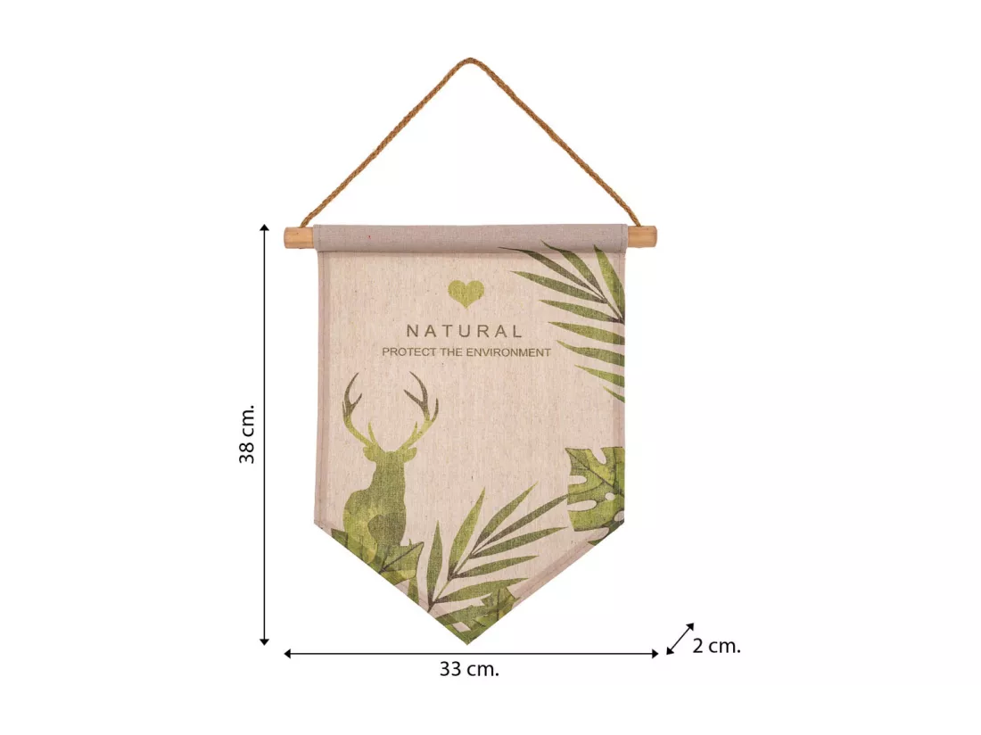 Toile parchemin imprimée sur tissu 33x38x2h