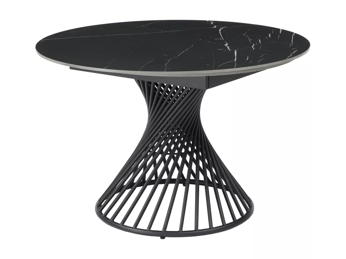 Table à manger extensible 4 à 8 personnes en céramique et métal - Effet marbre noir - CASTINA