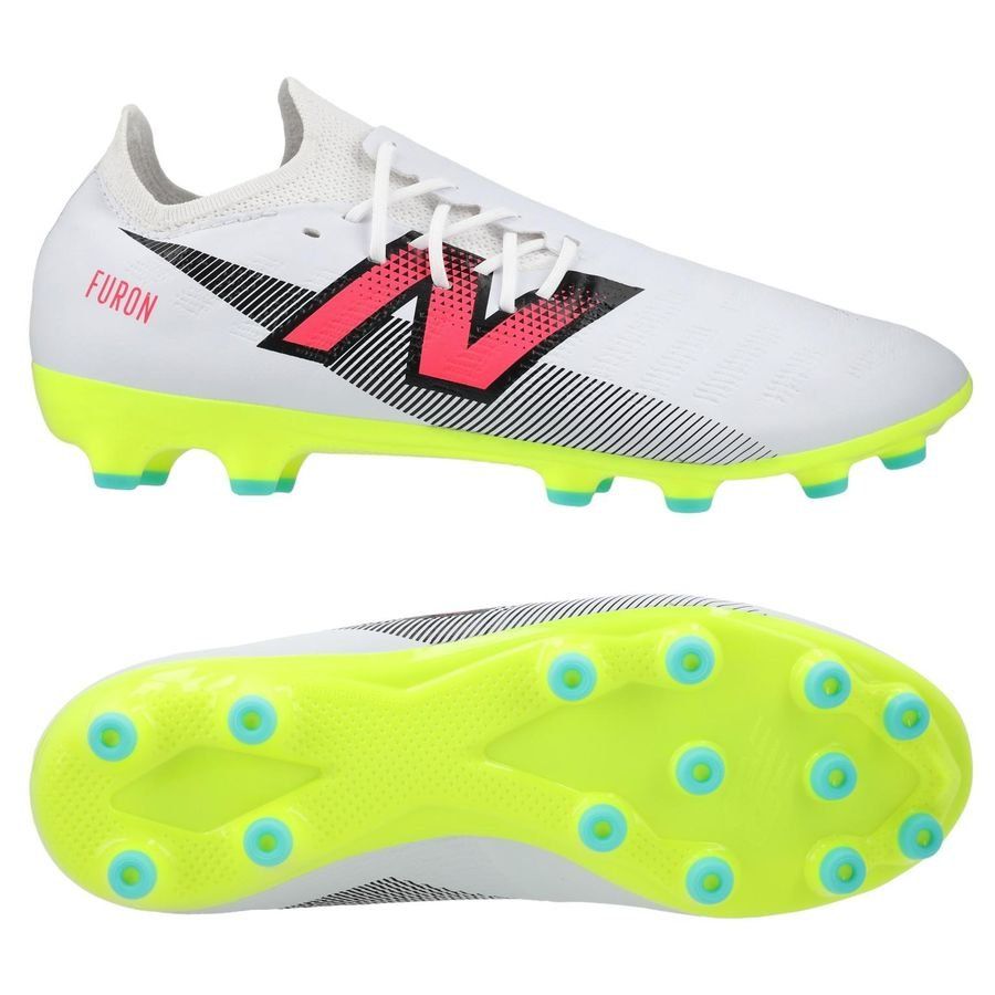 New Balance Furon V7 Destroy AG - Blanc/Violet/Jaune Fluo