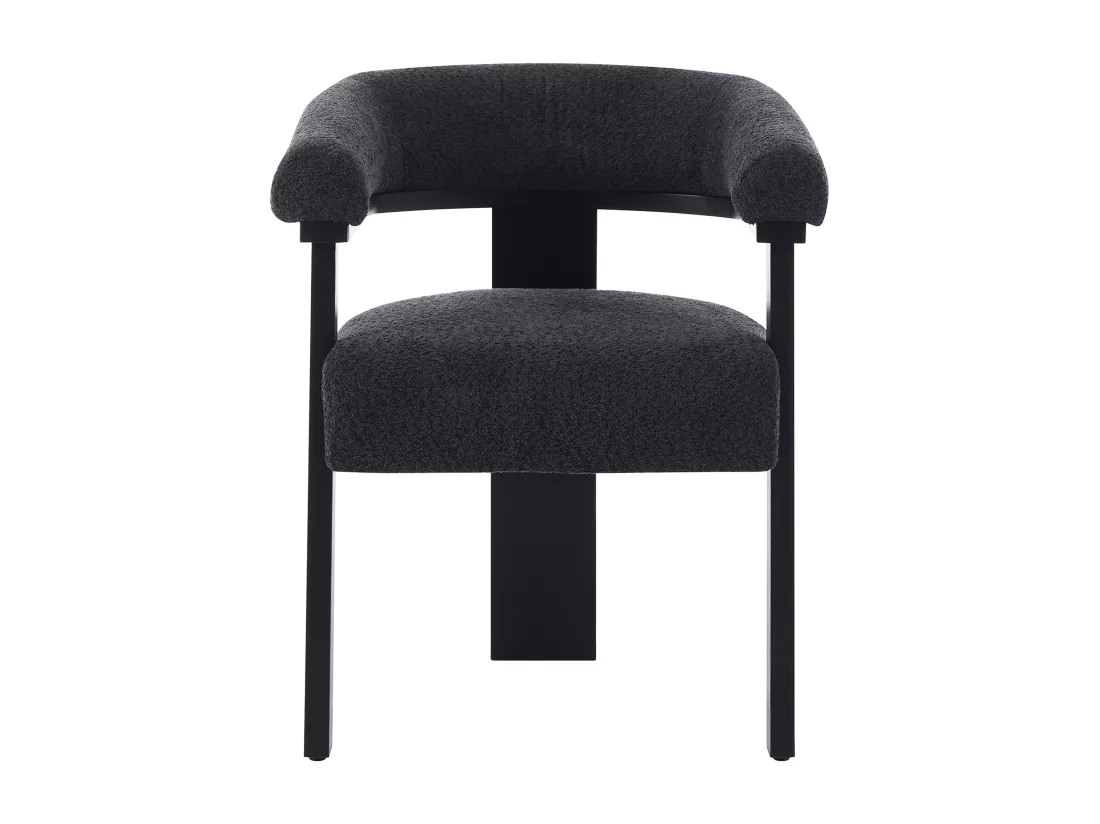 Chaise avec accoudoirs en tissu bouclette et bois d'hévéa - Noir - LIVELIA de Pascal MORABITO