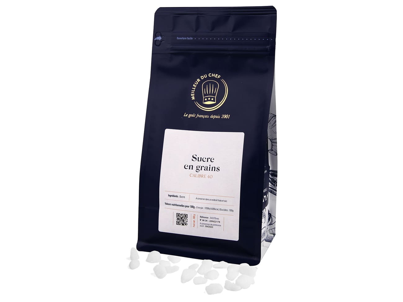 Sucre perlé grain calibre 45 -  /- 500 g