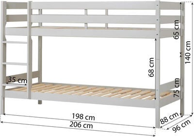 Hoppekids ECO Comfort Køyeseng 90x200, Dove Grey