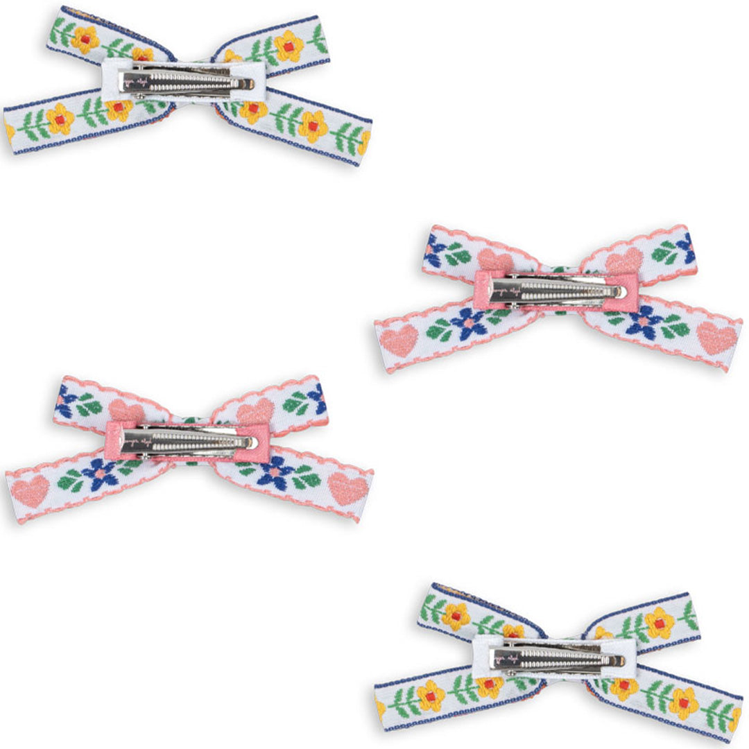 Konges sløjd mini haarclips bow - white rose - 4st