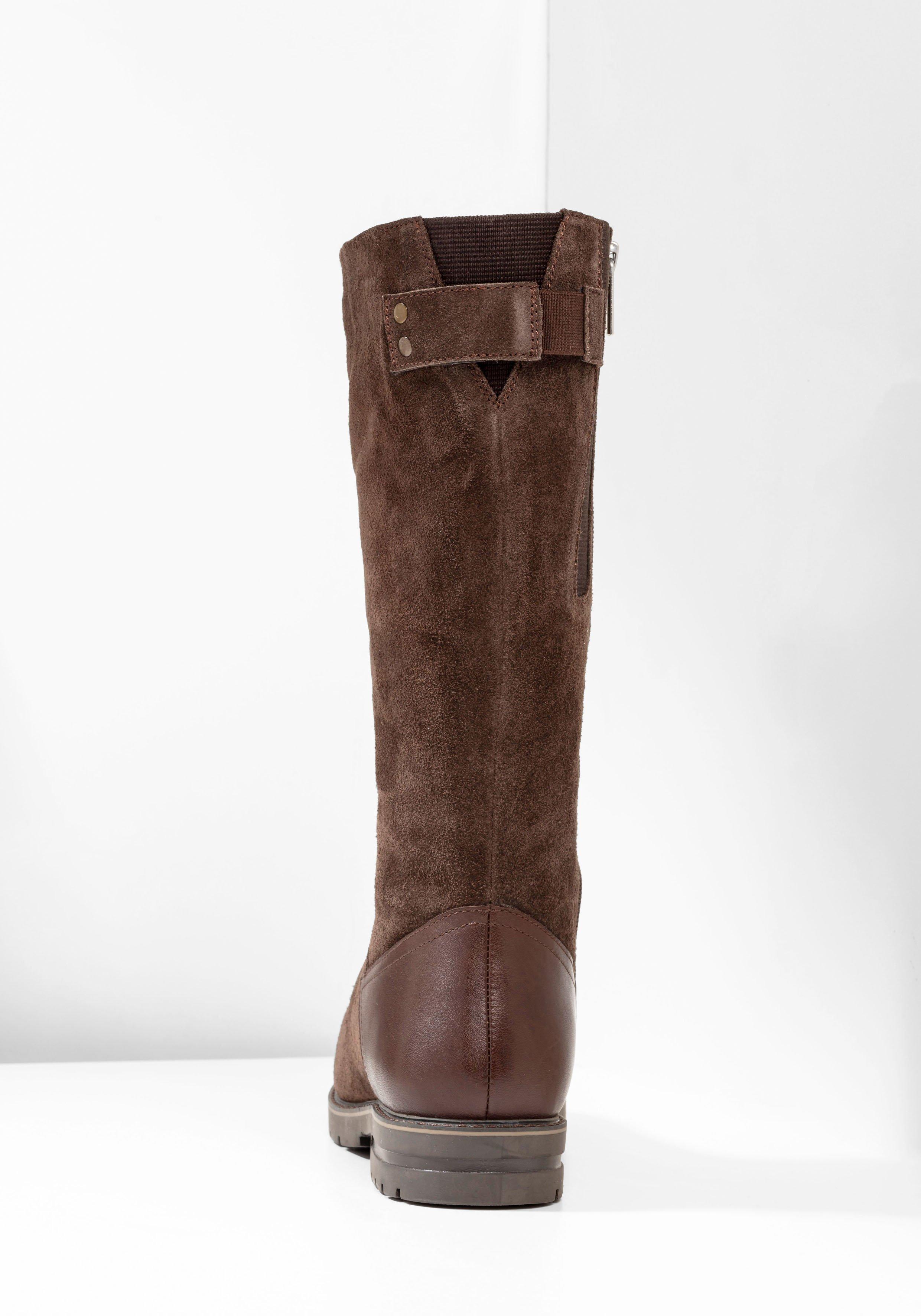 Weitschaftstiefel aus Leder mit Fellimitat