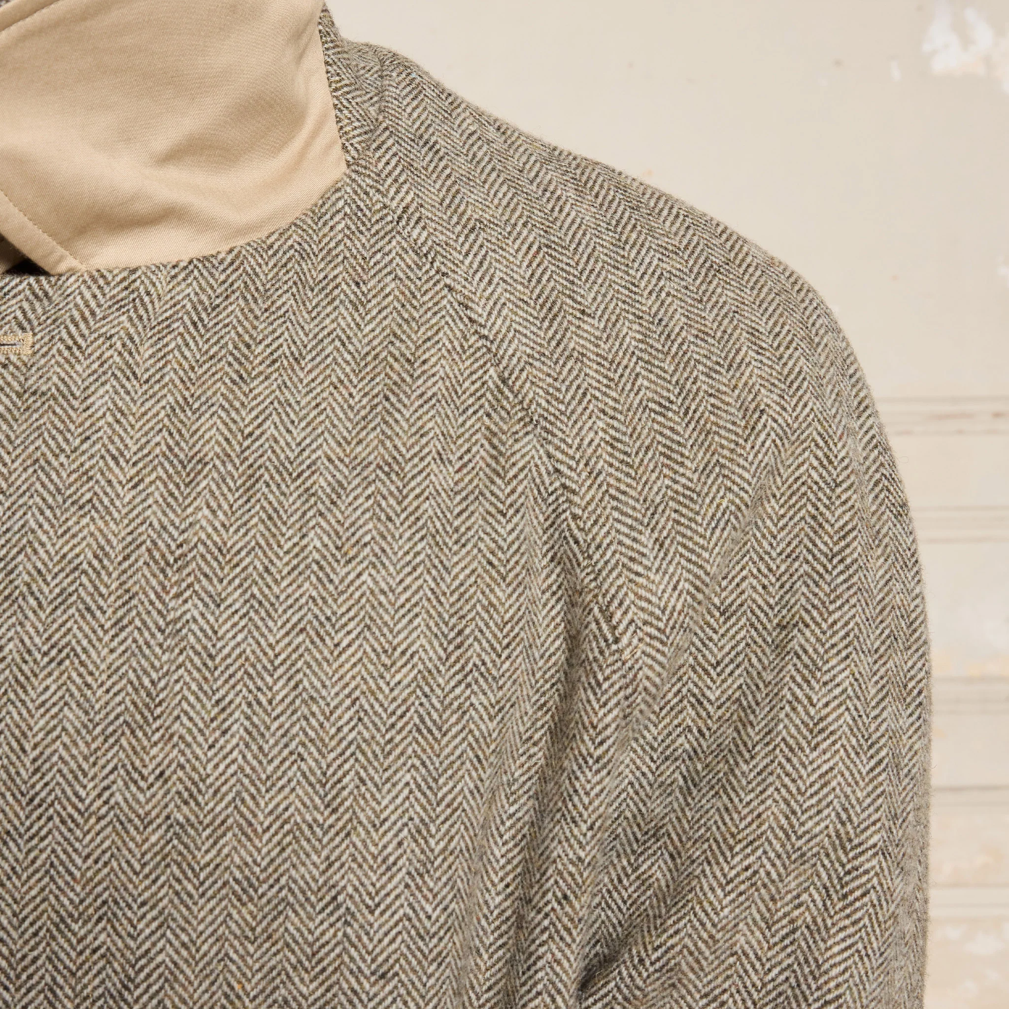 Reversible mac in water-repellent cotton and beige wool