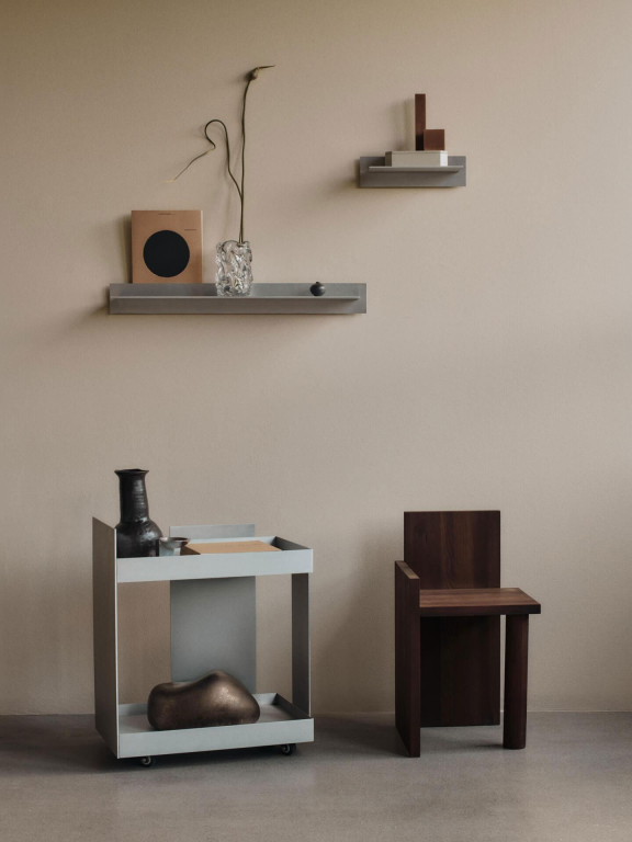 Ferm Living Lager Single wandplank Large Aluminium