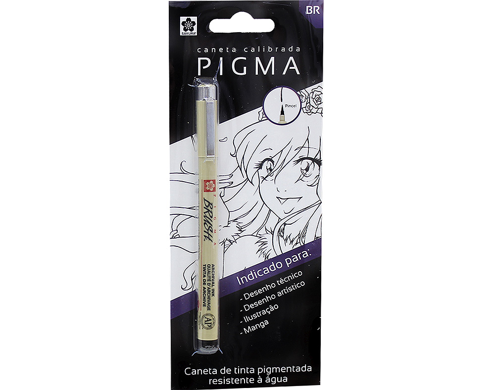 CANETA PINCEL PIGMA COM TINTA PIGMENTADA PRETO