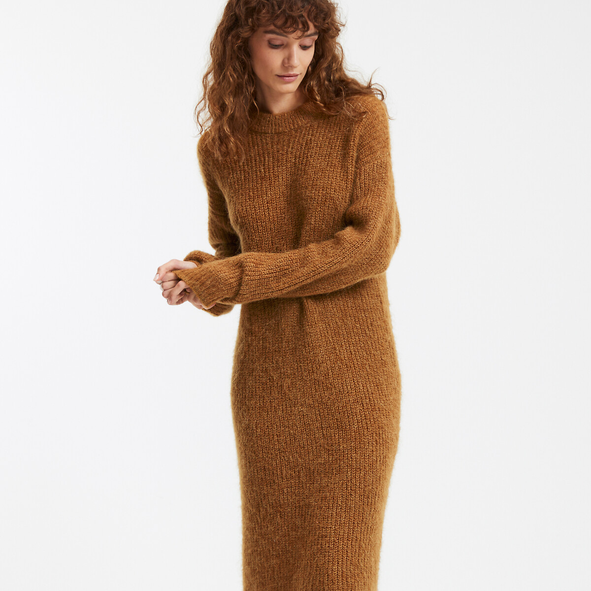 COLEÇÕES LA REDOUTE<br>Vestido longo de malha, mangas compridas