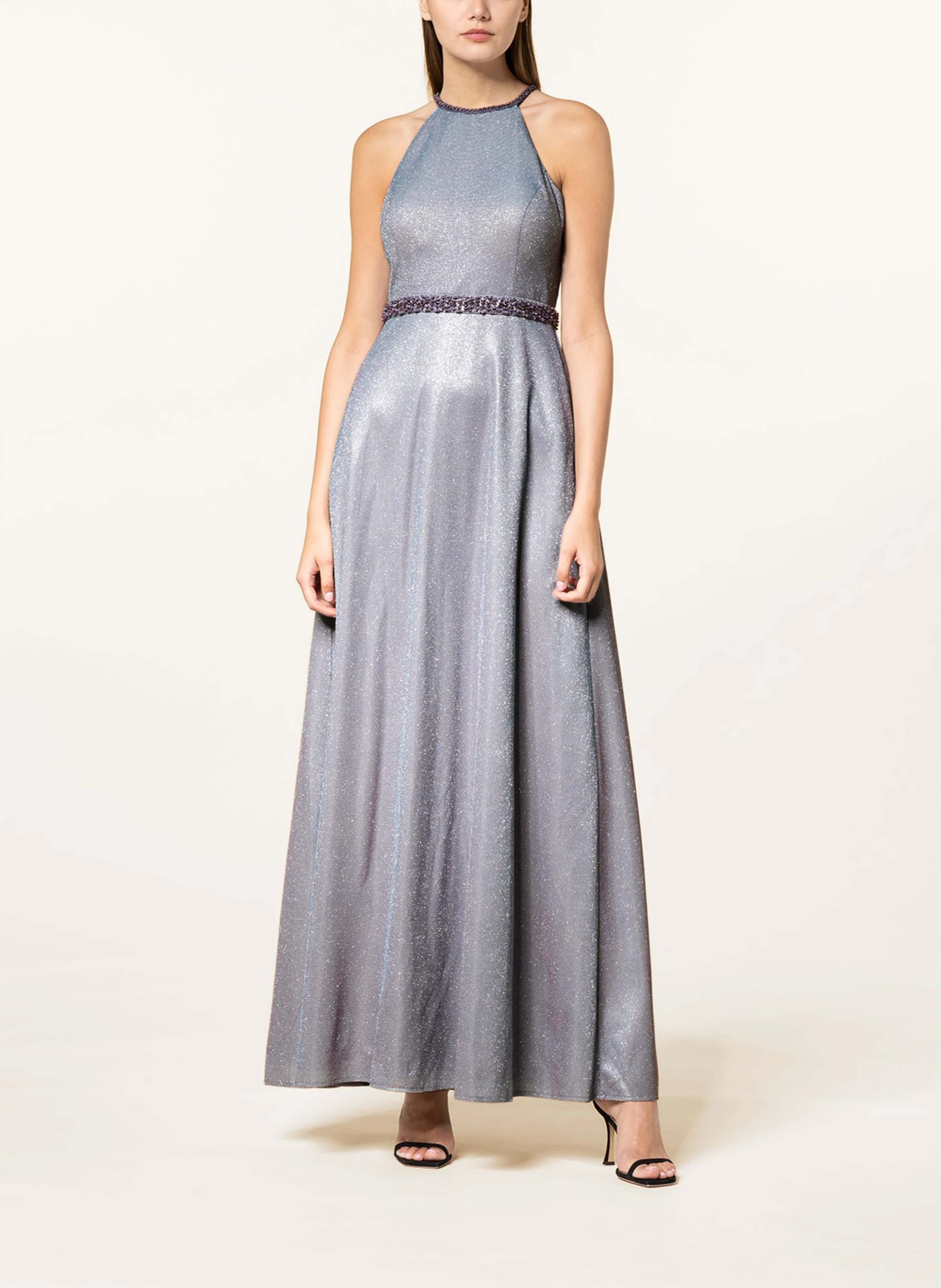 VM Vera Mont Abendkleid mit Schmuckperlen und Glitzergarn