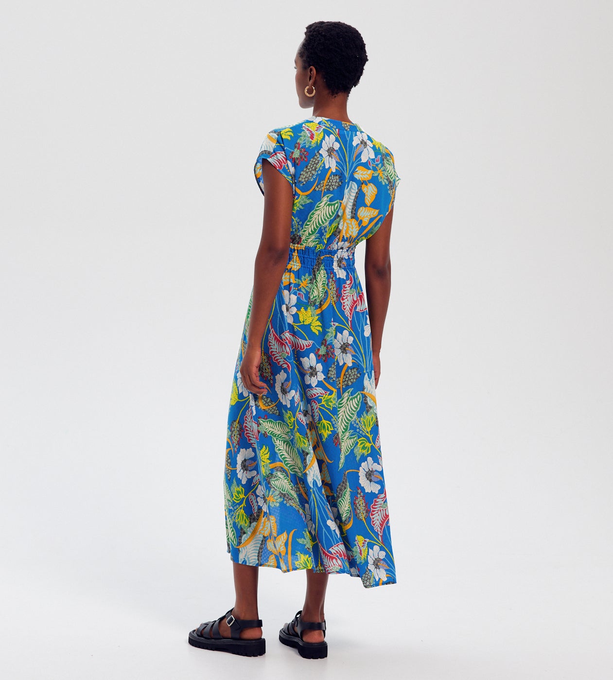 Robe longue imprimée Femme - Imprimé bleu