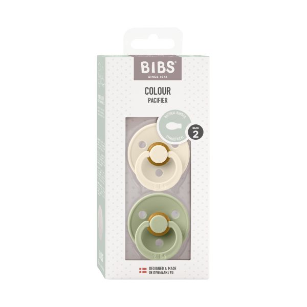 BiBs Fopspeen Symmetrisch - 6-18 Mnd - 2 Stuks - Ivory / Sage