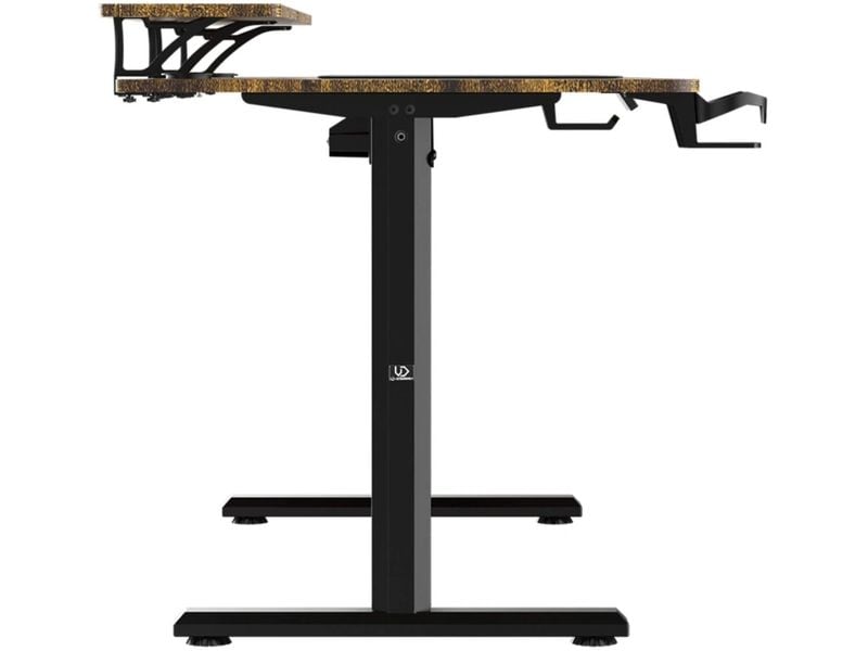 Ultradesk Gaming Tisch Higlander XXL Braun Stabiler Gaming-Tisch für bis zu zwei Monitore