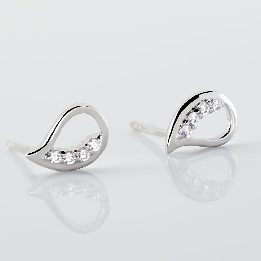 Boucles D'oreilles Puces Argent Blanc Sylvan Oxydes De Zirconium