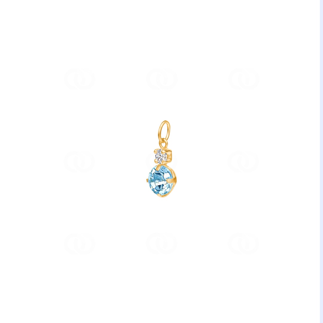 Anhänger 750/18 K Gelbgold mit Blautopas und Zirkonia