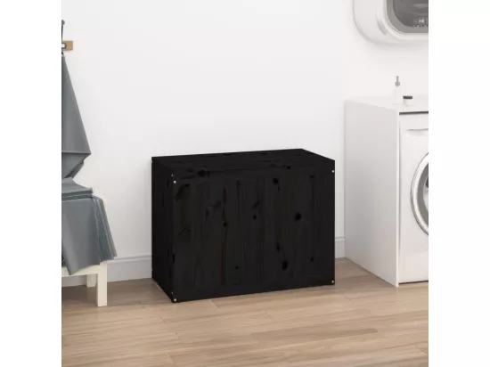 Boîte à linge Noir 88,5x44x66 cm Bois massif de pin