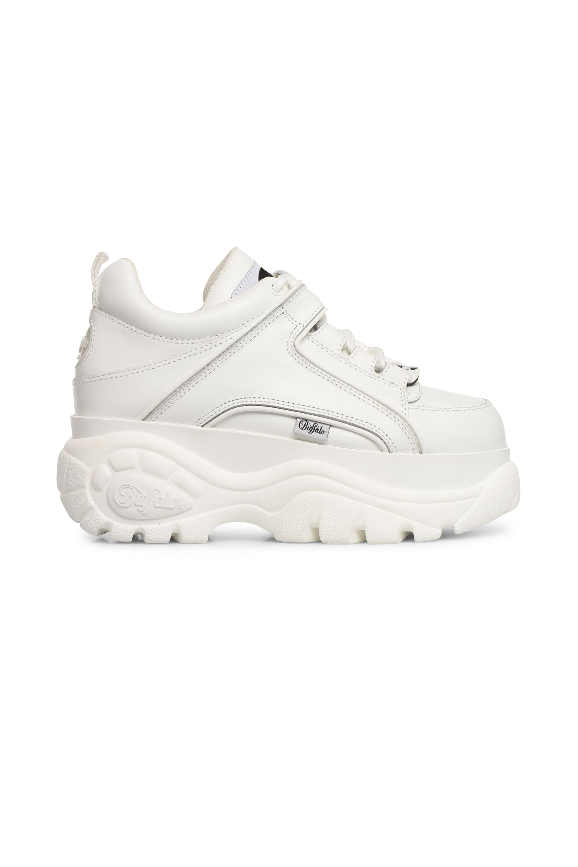 BUFFALO Baskets compensées en cuir Blanc
