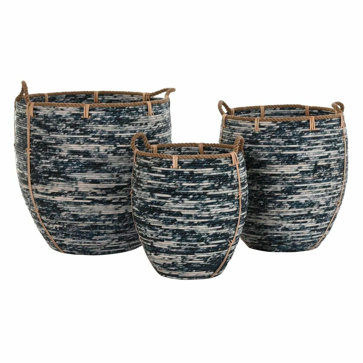 DKD Home Decor Set de paniers - Blanc/Noir
