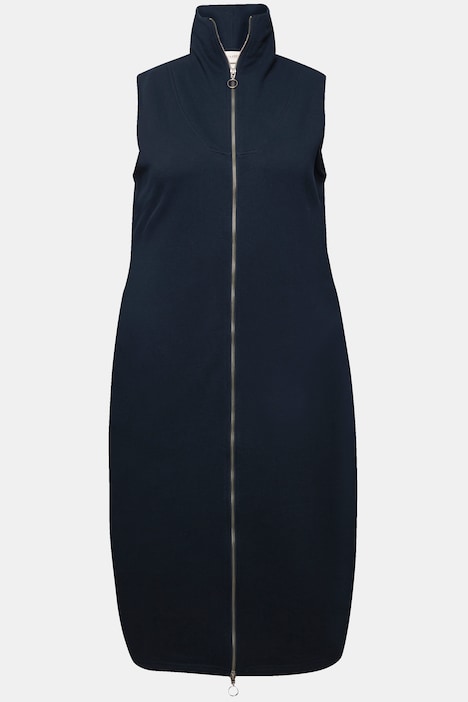 Sweat-Midikleid, Stehkragen, ärmellos, Biobaumwolle