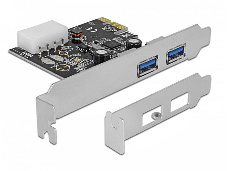 Delock PCI-Express-Karte USB 3.0 Typ-A   LowProfile PCI-Express-Karte, 2x USB 3.0 (extern), inkl. Low-Profile-Blende
