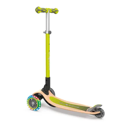 Authentic Sports Globber Primo Foldable, Holzdeck pastell-grün mit Leuchtrolle