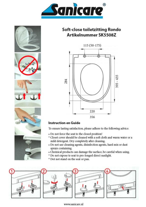Sanicare Rondo soft-close & quick release toiletzitting