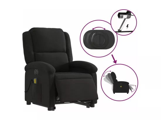 Fauteuil inclinable massant électrique Noir Tissu