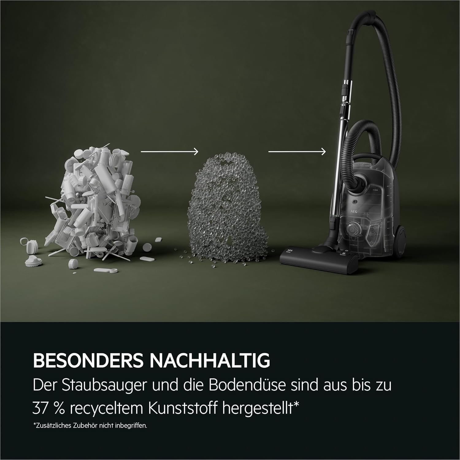 AEG CLEAN 5000 Staubsauger mit Beutel, hohe Saugleistung, aus Recyclingkunststoff, AllFloor Bodendüse mit Klicksystem, 2in1 Multifunktionsdüse, 8,5m Aktionsradius, waschbarer Hygiene-Filter, AB51C1DB