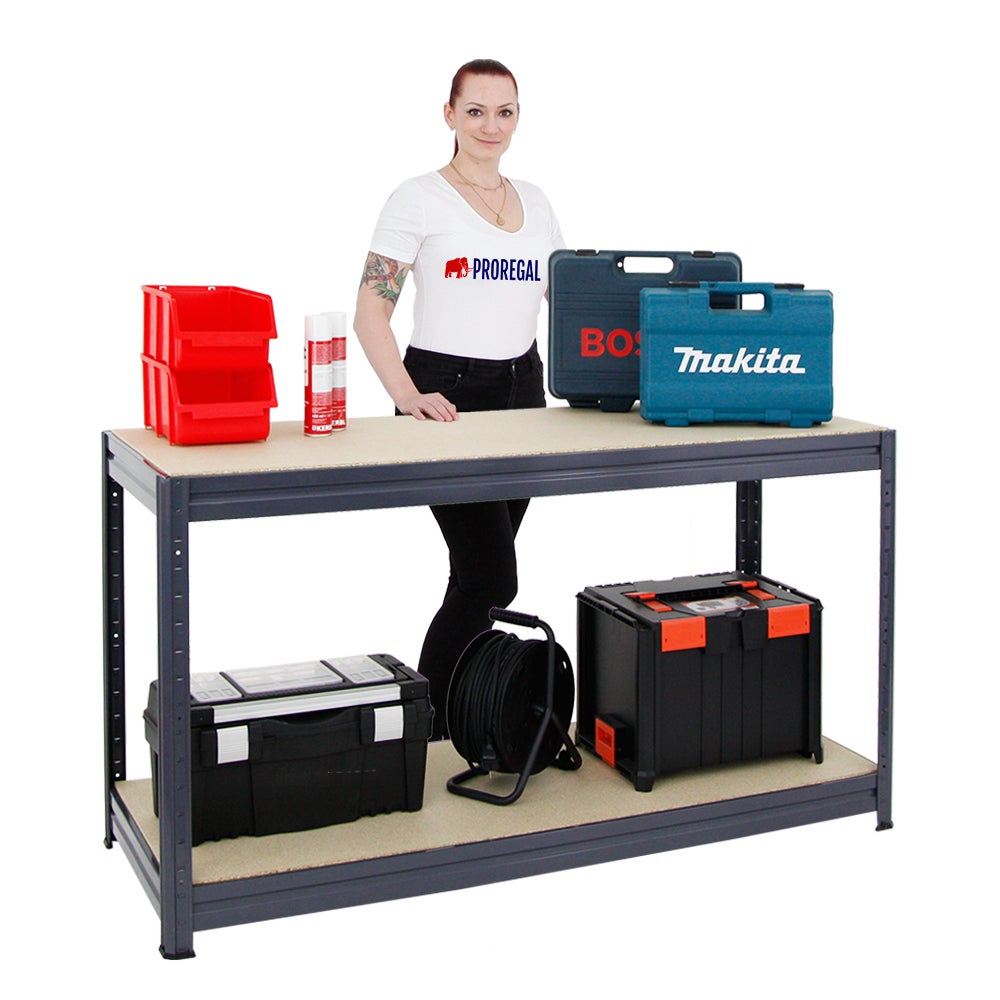 PROREGAL In hoogte verstelbare werkbank Dino HxBxD 90 x 160 x 60 cm Draagvermogen 600 kg Grijs