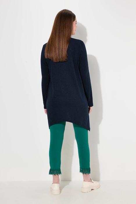 Longshirt, Blätter, V-Ausschnitt, Langarm, Biobaumwolle