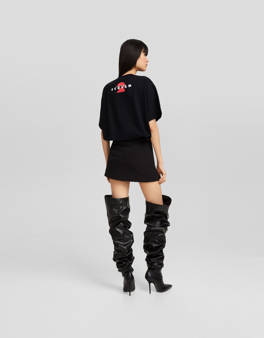 Camiseta oversized de manga curta com estampa Scream