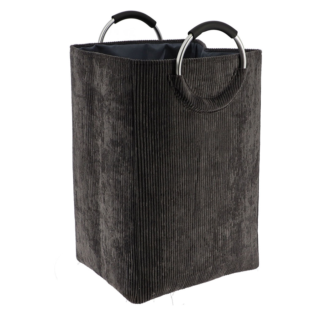 Panier à linge pliable gris velours 36x63x30cm