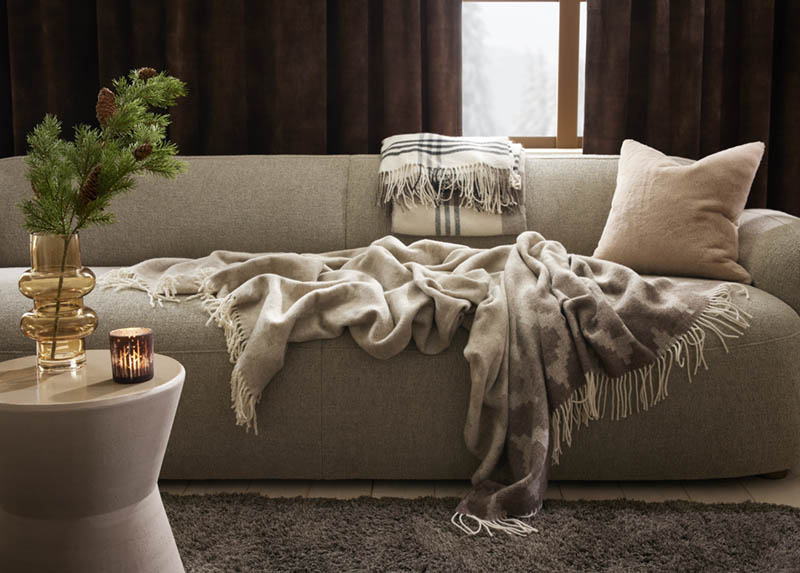Milia merinoullpledd 130x170 beige