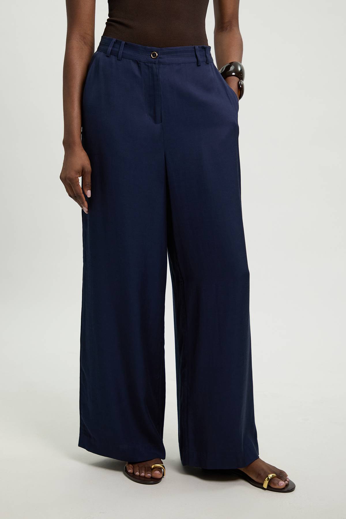KarenMillen Pantalon Droit En Lin Viscose Tissé Premium