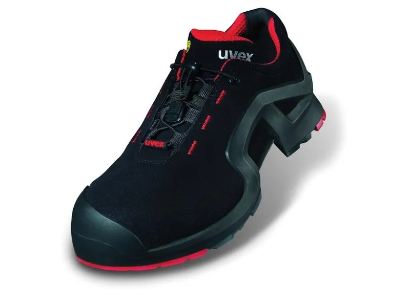 Uvex 85162, Unisex, Voksen, Sikkerhedssko, Sort, Rød, ESD, S3, SRC, Hurtig luk snørebånd
