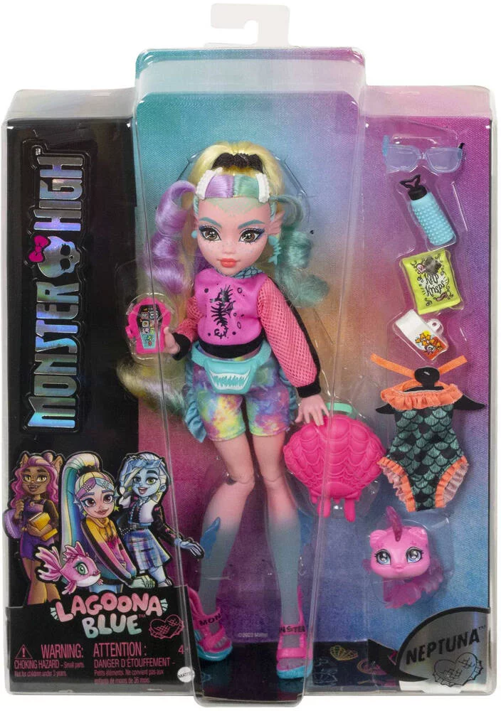 MONSTER HIGH - POUPEE LAGOONA BLUE AVEC PIRANHA DE COMPAGNIE