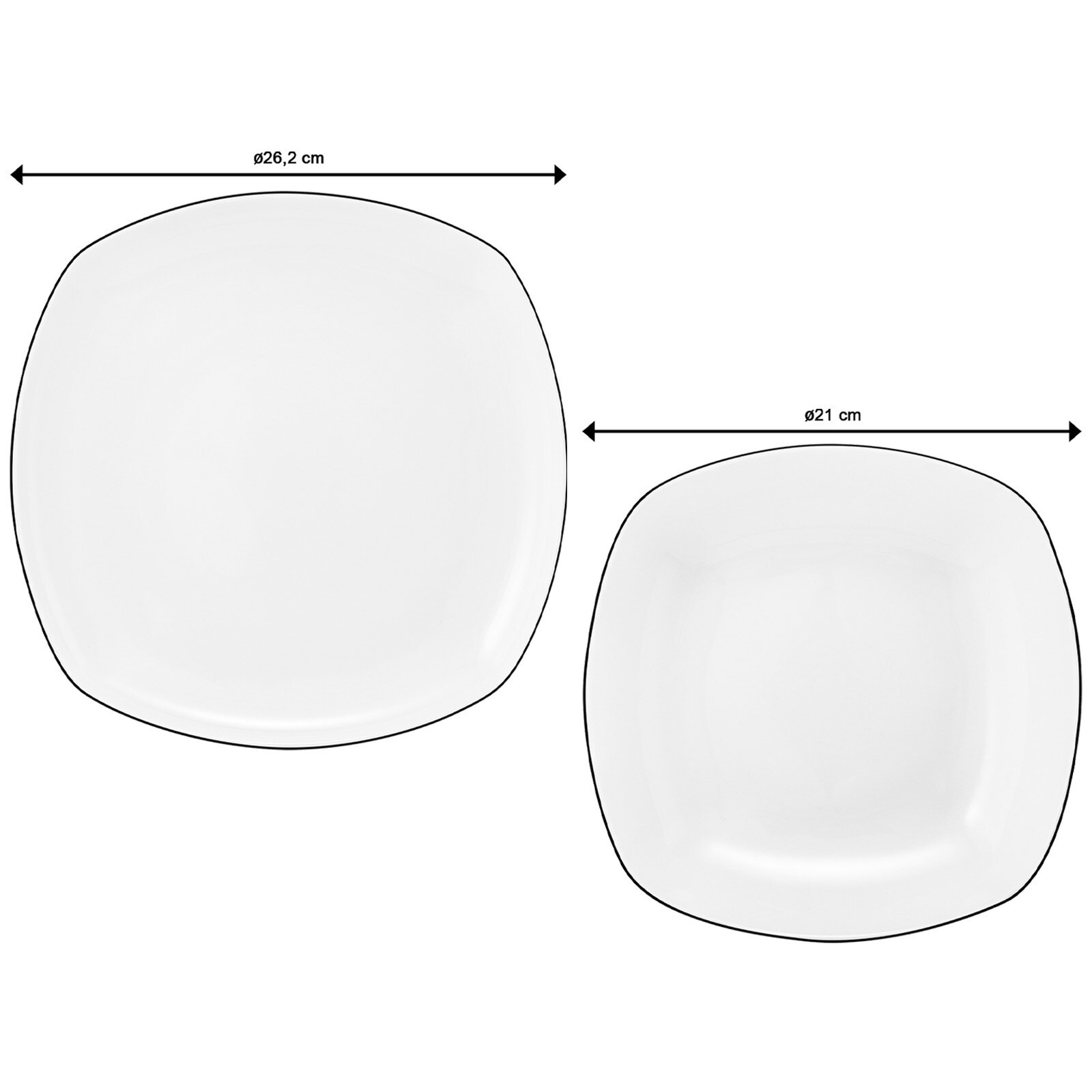Seltmann Weiden Tafelservice eckig Lido Black Line 12er Set