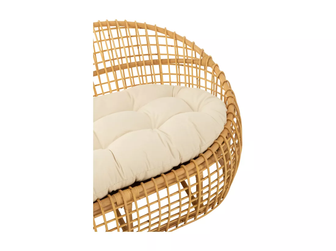 Sofa Lizo 2 places avec coussins - Finition naturelle et blanche